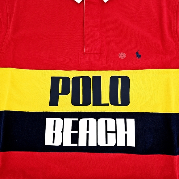 Polo Ralph Lauren RL Polo Rugby Shirt Beach Logo Pullover Men's Top - Picture 6 of 10